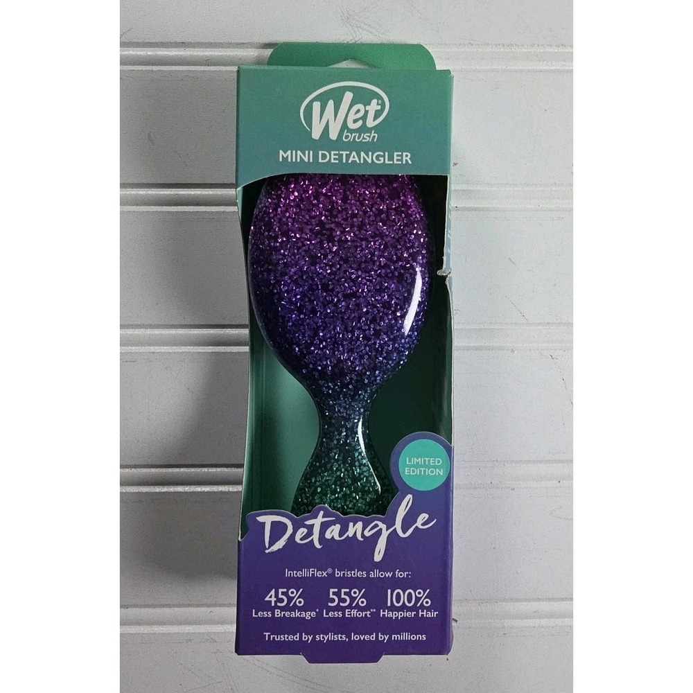 Wet Brush MINI Detangler Brush -‎ Sparkles Purple Teal Limited Editio Ln